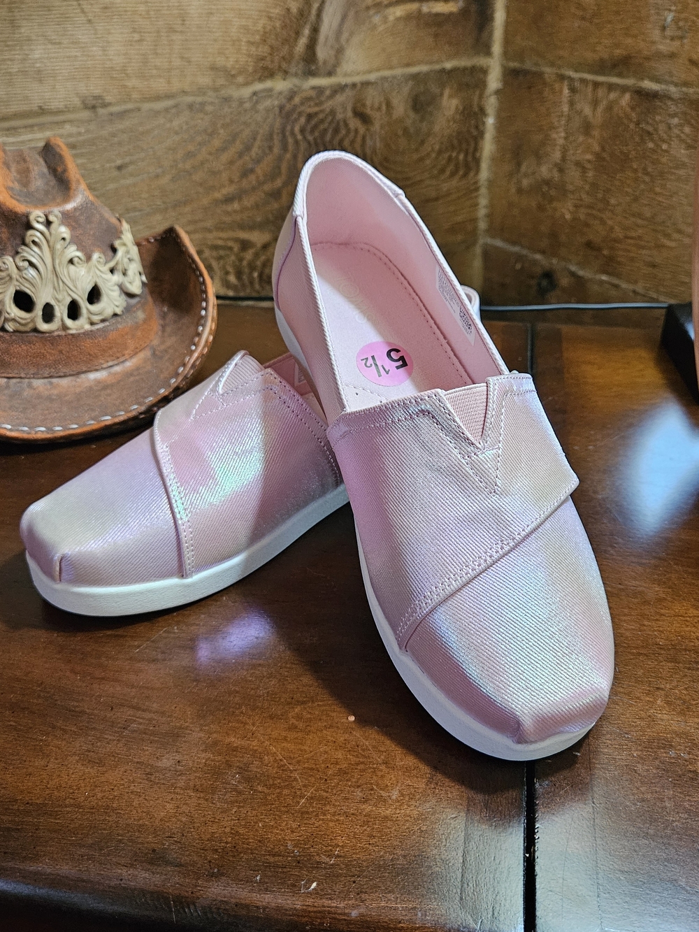 Toms Iridescent Light Pink Slip-On Flats
